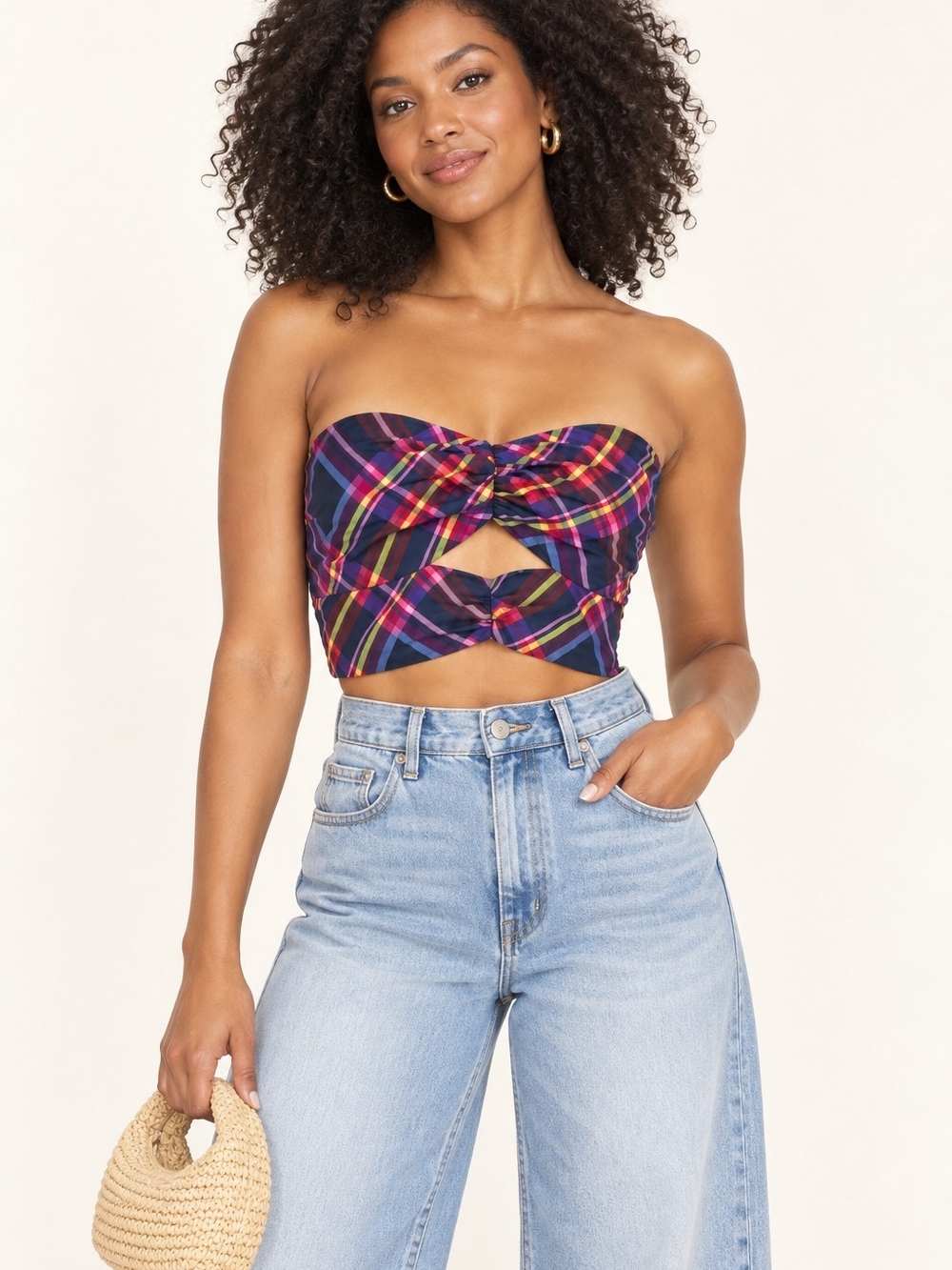 Sachin & Babi Plaid Cutout Tube Top β Size 12 β NWT